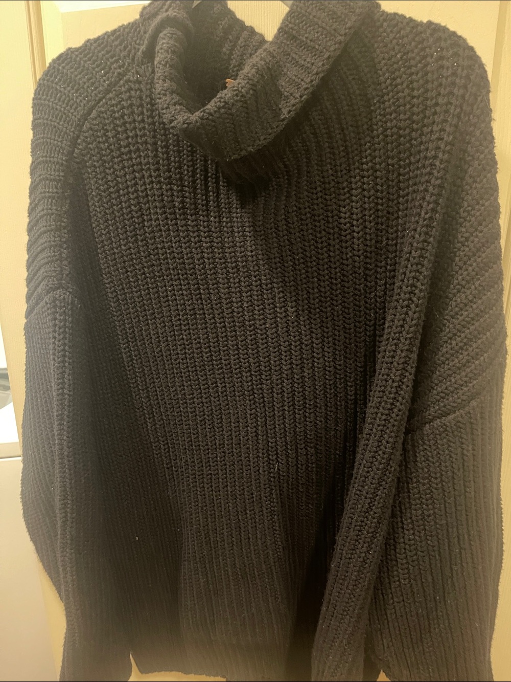 Free People Black Chunky Ribbed Turtleneck Sweater